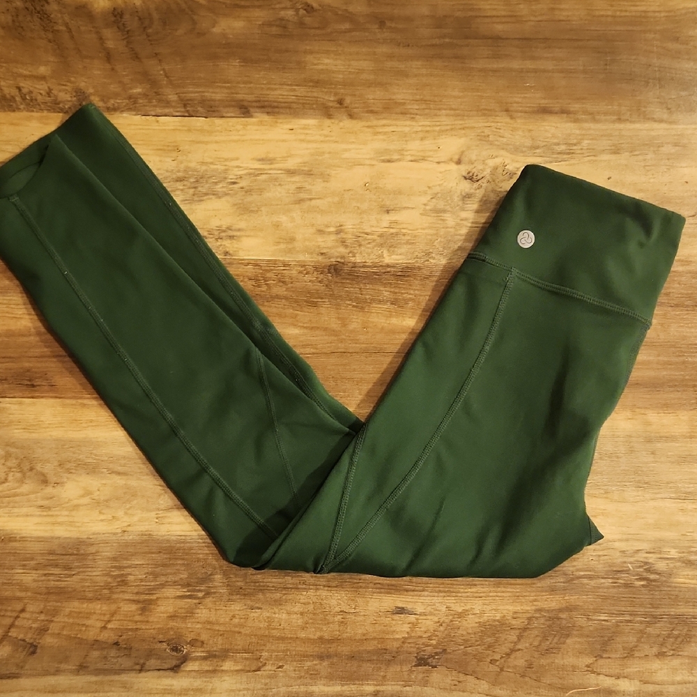 Zella XXS Green High Rise Leggings with Side Pockets 25" Inseam Excellent Cond